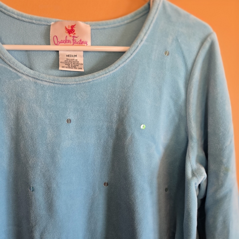 Quacker Factory Velvety Sequin Accented Top, PTP=20"